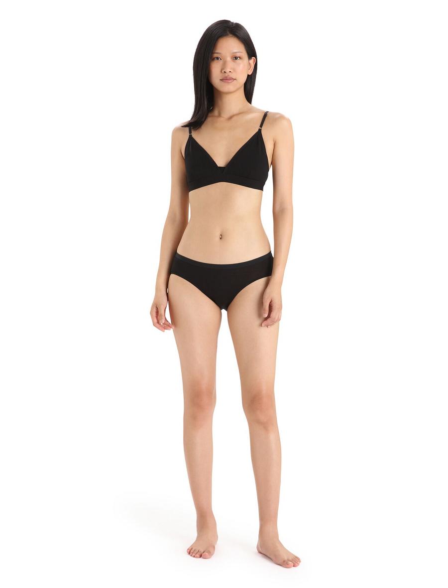 Black Women's Icebreaker Merino Siren Hipkini Briefs Underwear | USA 1729EBCX